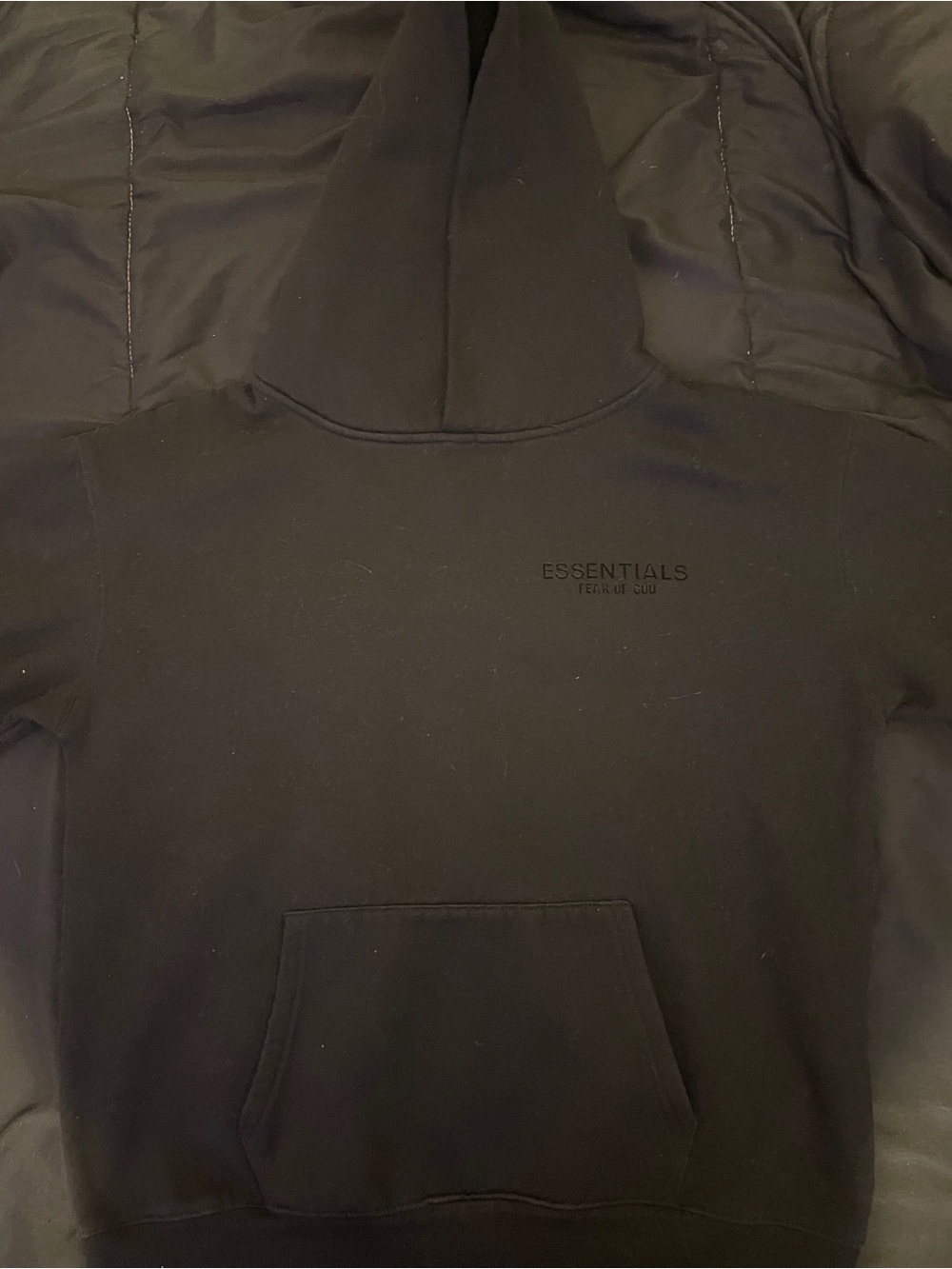 Essentials Black Pullover Hoodie with Subtle Logo
